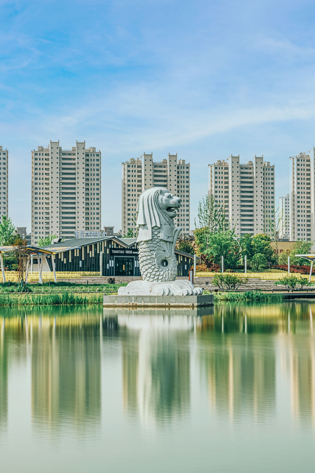 打卡滁州鱼尾狮公园风景优美不仅能健身还有小游乐场老少皆宜