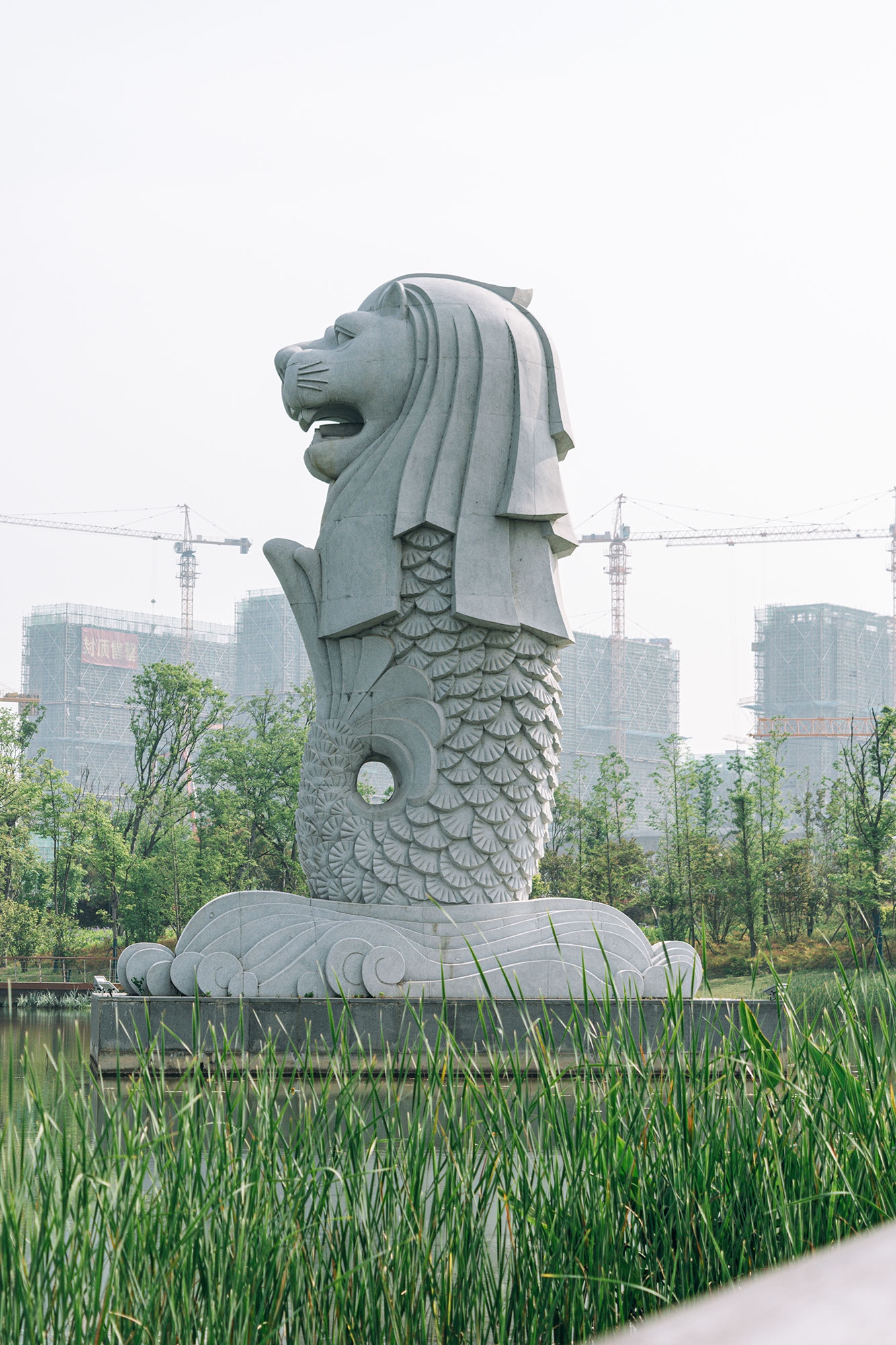 打卡滁州鱼尾狮公园风景优美不仅能健身还有小游乐场老少皆宜